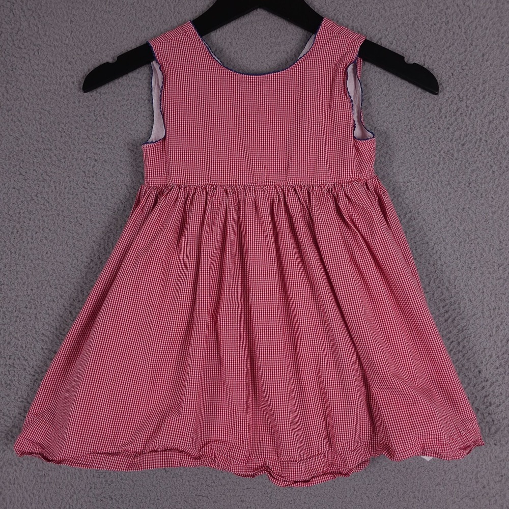 Edgehill Collection Dress Girls 5 Red White Gingham Check Pinafore Frock Lined